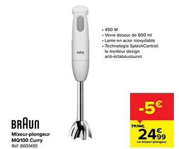 Promotions Braun mixeur-plongeur mq100 curry - Braun - Valide de 14/04/2021 à 26/04/2021 chez Carrefour