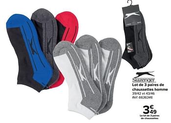 Promotions Lot de 3 paires de chaussettes homme - Slazenger - Valide de 14/04/2021 à 26/04/2021 chez Carrefour