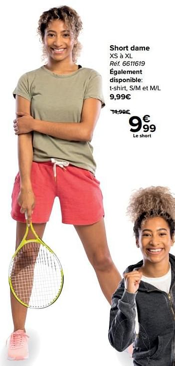 Promotions Short dame - Produit maison - Carrefour  - Valide de 14/04/2021 à 26/04/2021 chez Carrefour