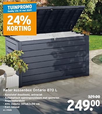 Promoties Keter kussenbox ontario - Keter - Geldig van 07/04/2021 tot 30/06/2021 bij Gamma