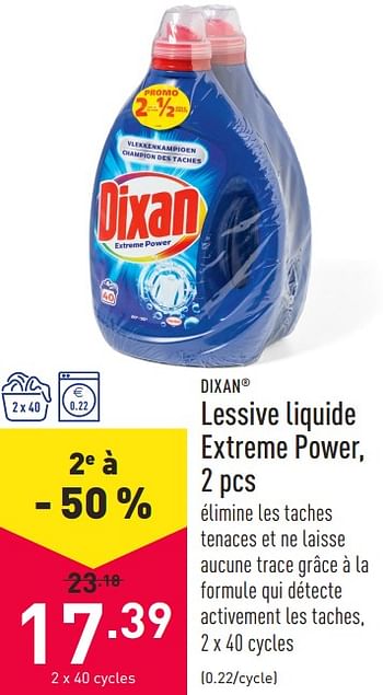 Promotions Lessive liquide extreme power - Dixan - Valide de 23/04/2021 à 30/04/2021 chez Aldi