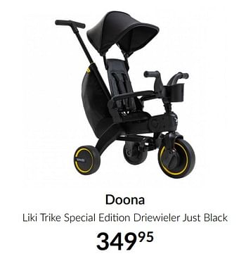 Promoties Doona liki trike special edition driewieler just black - Doona - Geldig van 13/04/2021 tot 17/05/2021 bij BabyPark