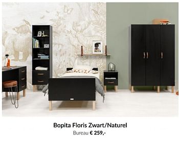 Promoties Bopita floris zwart-naturel bureau - Bopita - Geldig van 13/04/2021 tot 17/05/2021 bij BabyPark