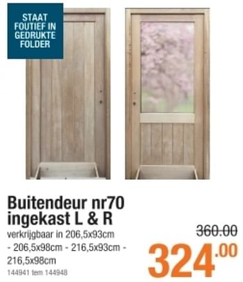 Promoties Buitendeur nr70 ingekast l + r - Huismerk - Cevo - Geldig van 15/04/2021 tot 05/05/2021 bij Cevo Market