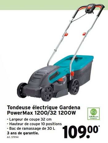 Promotions Tondeuse électrique gardena powermax 1200-32 1200w - Gardena - Valide de 07/04/2021 à 30/06/2021 chez Gamma