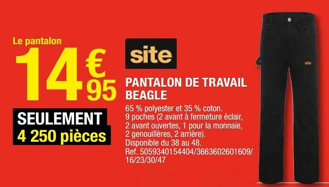 Pantalon de travail online brico dépôt