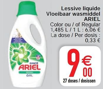 Promoties Lessive liquide vloeibaar wasmiddel ariel - Ariel - Geldig van 20/04/2021 tot 26/04/2021 bij Cora