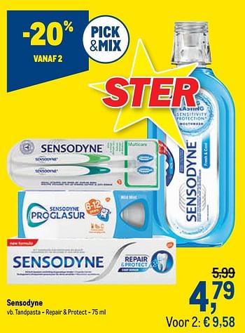 Promoties Sensodyne tandpasta - repair + protect - Sensodyne - Geldig van 21/04/2021 tot 04/05/2021 bij Makro