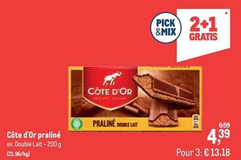 Promotions Côte d`or praliné double lait - Cote D'Or - Valide de 21/04/2021 à 04/05/2021 chez Makro