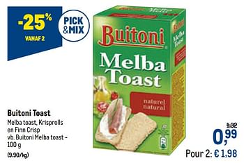 Promoties Buitoni melba toast - Buitoni - Geldig van 21/04/2021 tot 04/05/2021 bij Makro