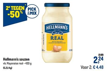 Promoties Hellmann`s sauzen mayonaise real - Hellmann's - Geldig van 21/04/2021 tot 04/05/2021 bij Makro