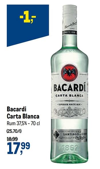 Promoties Bacardi carta blanca - Bacardi - Geldig van 21/04/2021 tot 04/05/2021 bij Makro