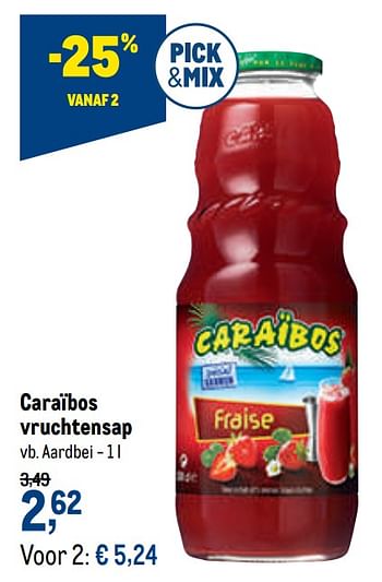 Promoties Caraïbos vruchtensap Aardbei - Caraibos - Geldig van 21/04/2021 tot 04/05/2021 bij Makro