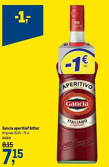 Promoties Gancia aperitief bitter originale - Gancia - Geldig van 21/04/2021 tot 04/05/2021 bij Makro