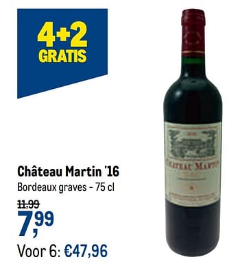 Promoties Château martin `16 bordeaux graves - Rode wijnen - Geldig van 21/04/2021 tot 04/05/2021 bij Makro