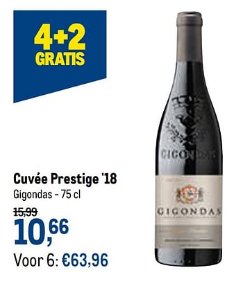 Promoties Cuvée prestige `18 gigondas - Rode wijnen - Geldig van 21/04/2021 tot 04/05/2021 bij Makro