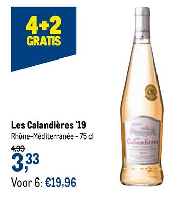 Promoties Les calandières `19 rhône-méditerranée - Rosé wijnen - Geldig van 21/04/2021 tot 04/05/2021 bij Makro