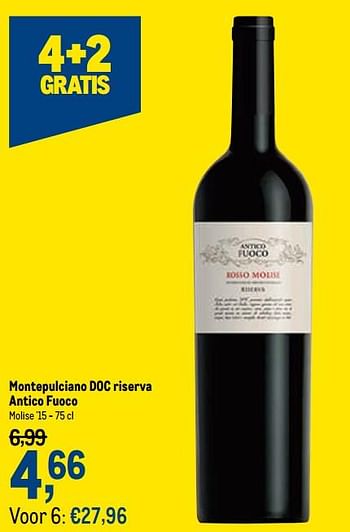 Promoties Montepulciano doc riserva antico fuoco - Rode wijnen - Geldig van 21/04/2021 tot 04/05/2021 bij Makro