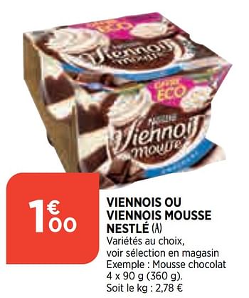 Promoties Viennois ou viennois mousse nestlé - Nestlé - Geldig van 21/04/2021 tot 26/04/2021 bij Atac