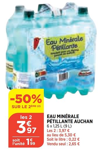 Promotions Eau minérale pétillante auchan - Auchan - Valide de 21/04/2021 à 26/04/2021 chez Atac