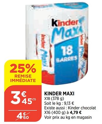 Promotions Kinder maxi - Kinder - Valide de 21/04/2021 à 26/04/2021 chez Atac