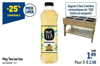 Promotions May tea ice tea citron - May Tea - Valide de 21/04/2021 à 04/05/2021 chez Makro