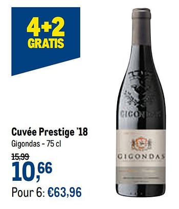 Promotions Cuvée prestige `18 gigondas - Vins rouges - Valide de 21/04/2021 à 04/05/2021 chez Makro