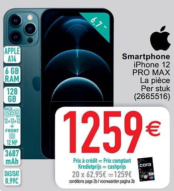 Promoties Apple smartphone iphone 12 pro max - Apple - Geldig van 20/04/2021 tot 03/05/2021 bij Cora