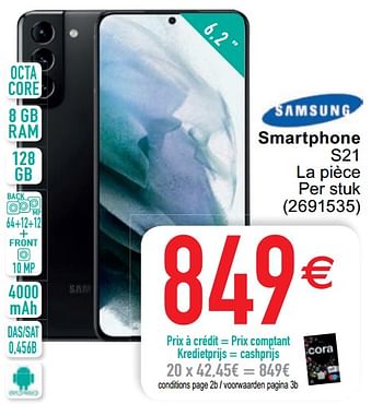 Promoties Samsung smartphone s21 - Samsung - Geldig van 20/04/2021 tot 03/05/2021 bij Cora