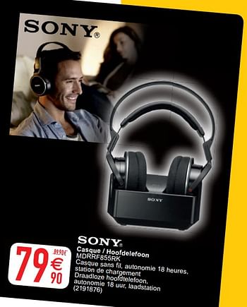 Promoties Sony casque - hoofdelefoon mdrrf855rk - Sony - Geldig van 20/04/2021 tot 03/05/2021 bij Cora