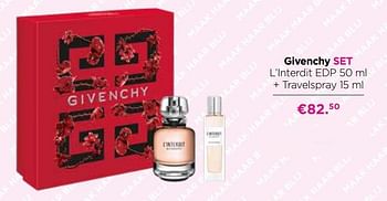 Promoties Givenchy set l`interdit edp + + travelspray - Givenchy - Geldig van 19/04/2021 tot 09/05/2021 bij ICI PARIS XL