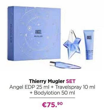 Promoties Thierry mugler set angel edp + travelspray + bodylotion - Thierry Mugler - Geldig van 19/04/2021 tot 09/05/2021 bij ICI PARIS XL