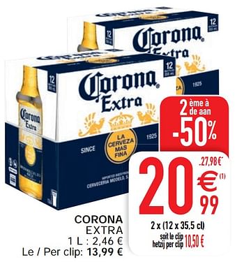 Promoties Corona extra - Corona - Geldig van 20/04/2021 tot 26/04/2021 bij Cora