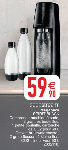 Promoties Sodastream megapack spirit black - Sodastream - Geldig van 20/04/2021 tot 03/05/2021 bij Cora