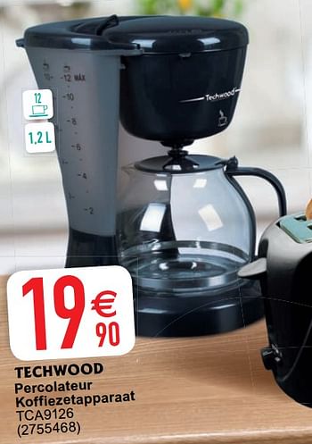 Promoties Techwood percolateur koffiezetapparaat - Techwood - Geldig van 20/04/2021 tot 03/05/2021 bij Cora