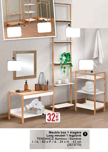 Promoties Laag meubel 1 legplank - Huismerk - Cora - Geldig van 20/04/2021 tot 03/05/2021 bij Cora