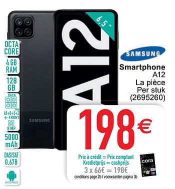 Promotions Samsung smartphone a12 - Samsung - Valide de 20/04/2021 à 03/05/2021 chez Cora