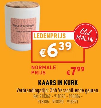 Promoties Kaars in kurk - Huismerk - Trafic  - Geldig van 21/04/2021 tot 25/04/2021 bij Trafic