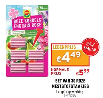 Promotions Set van 30 roze meststofstaafjes - Compo - Valide de 21/04/2021 à 25/04/2021 chez Trafic