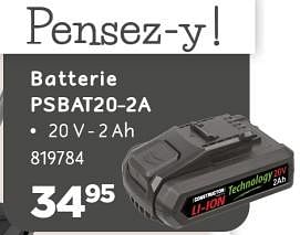 Promotions Constructor batterie psbat20-2a - Constructor - Valide de 02/04/2021 à 30/06/2021 chez Mr. Bricolage