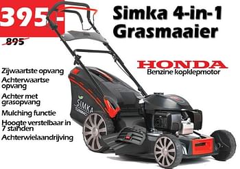 Promotions Honda simka 4-in-t grasmaaier - Simka Tuinmachines - Valide de 18/02/2021 à 30/10/2022 chez Itek