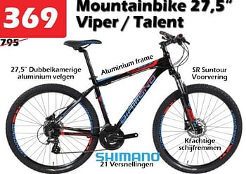 Promotions Mountainbike27,5 viper- talent - Viper Bicycles - Valide de 18/02/2021 à 30/10/2022 chez Itek