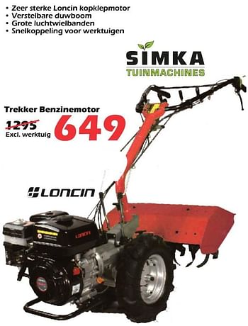 Promoties Simka tuinmachines trekker benzinemotor - Simka Tuinmachines - Geldig van 18/02/2021 tot 30/10/2022 bij Itek