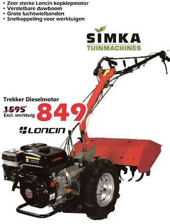 Promoties Simka tuinmachines trekker dieselmotor - Simka Tuinmachines - Geldig van 18/02/2021 tot 30/10/2022 bij Itek