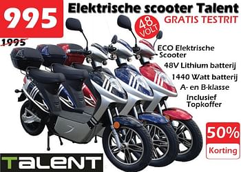 Promoties Talent elektrische scooter - Talent - Geldig van 18/02/2021 tot 30/10/2022 bij Itek