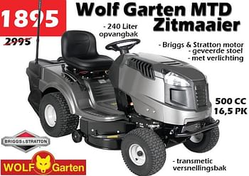 Promoties Wolf garden wolf garten mtd zitmaaier - Wolf Garden  - Geldig van 18/02/2021 tot 30/10/2022 bij Itek