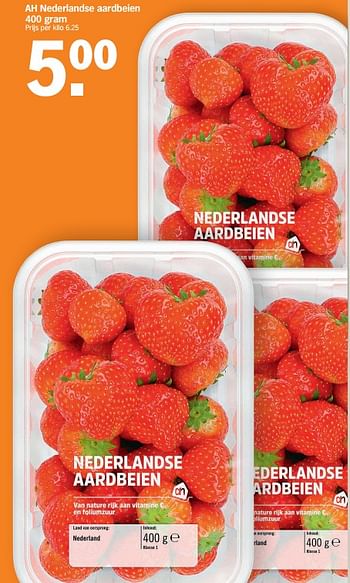 Promoties Ah nederlandse aardbeien - Huismerk - Albert Heijn - Geldig van 19/04/2021 tot 25/04/2021 bij Albert Heijn