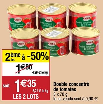 Promotions Double concentré de tomates - Cora - Valide de 06/04/2021 à 25/04/2021 chez Migros