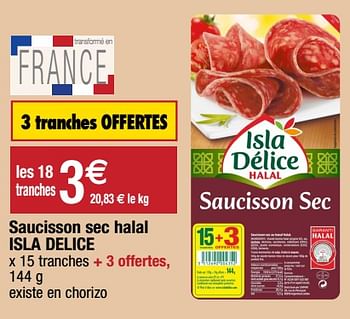 Promotions Saucisson sec halal isla delice - Isla Delice - Valide de 06/04/2021 à 25/04/2021 chez Migros
