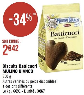 Promotions Biscuits batticuori mulino bianco - Mulino Bianco - Valide de 19/04/2021 à 02/05/2021 chez Super Casino
